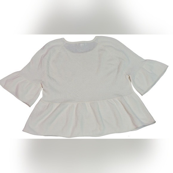 Revive Cashmere Ruffle Sleeve Peplum Shirt Size Medium - Picture 2 of 3